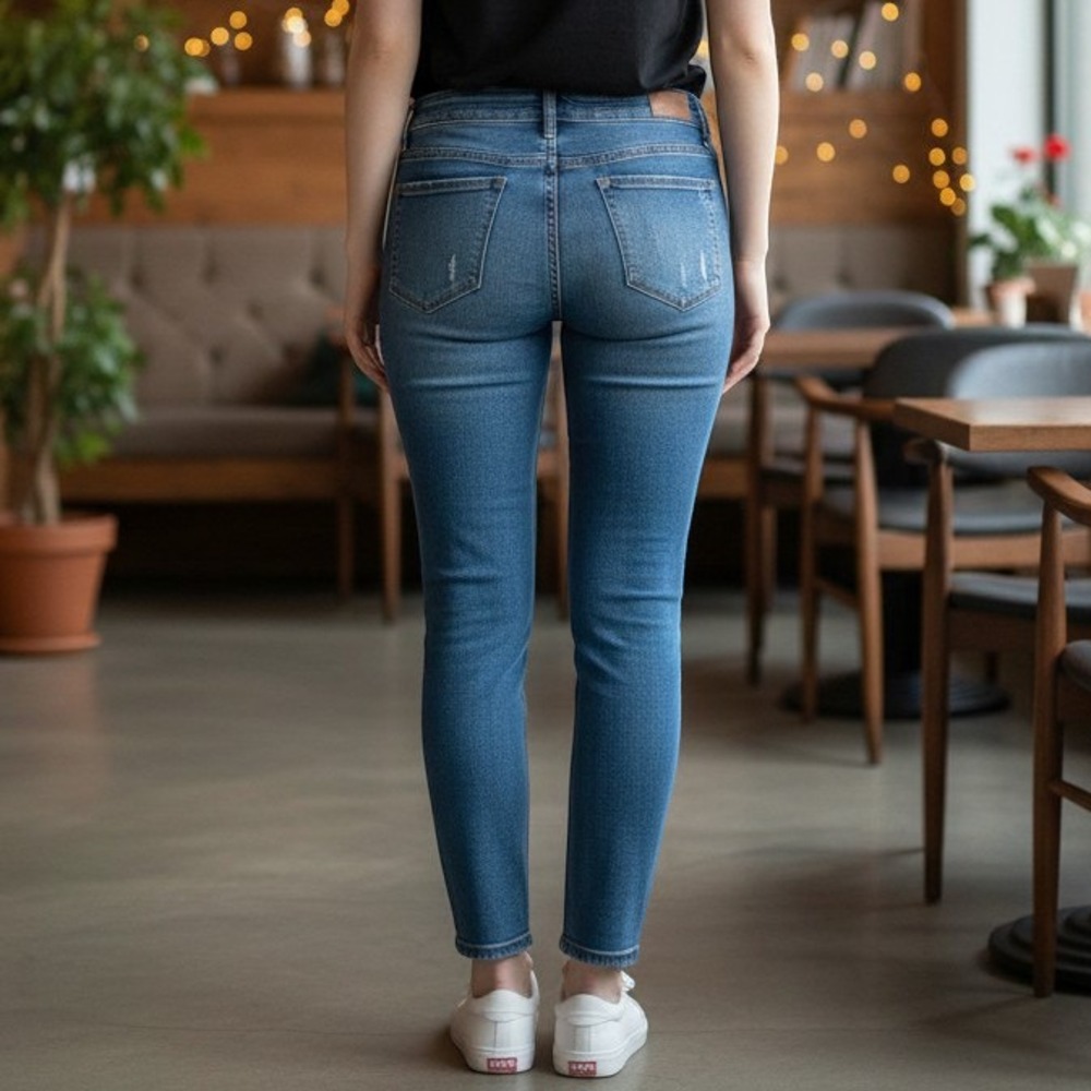 Judy Blue Skinny Jeans Womens 7/28 Blue Distressed Raw Hem Button Fly JB8448